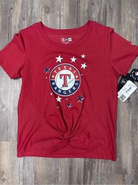 New Era Texas Rangers Women's Red Knot-Front Tee